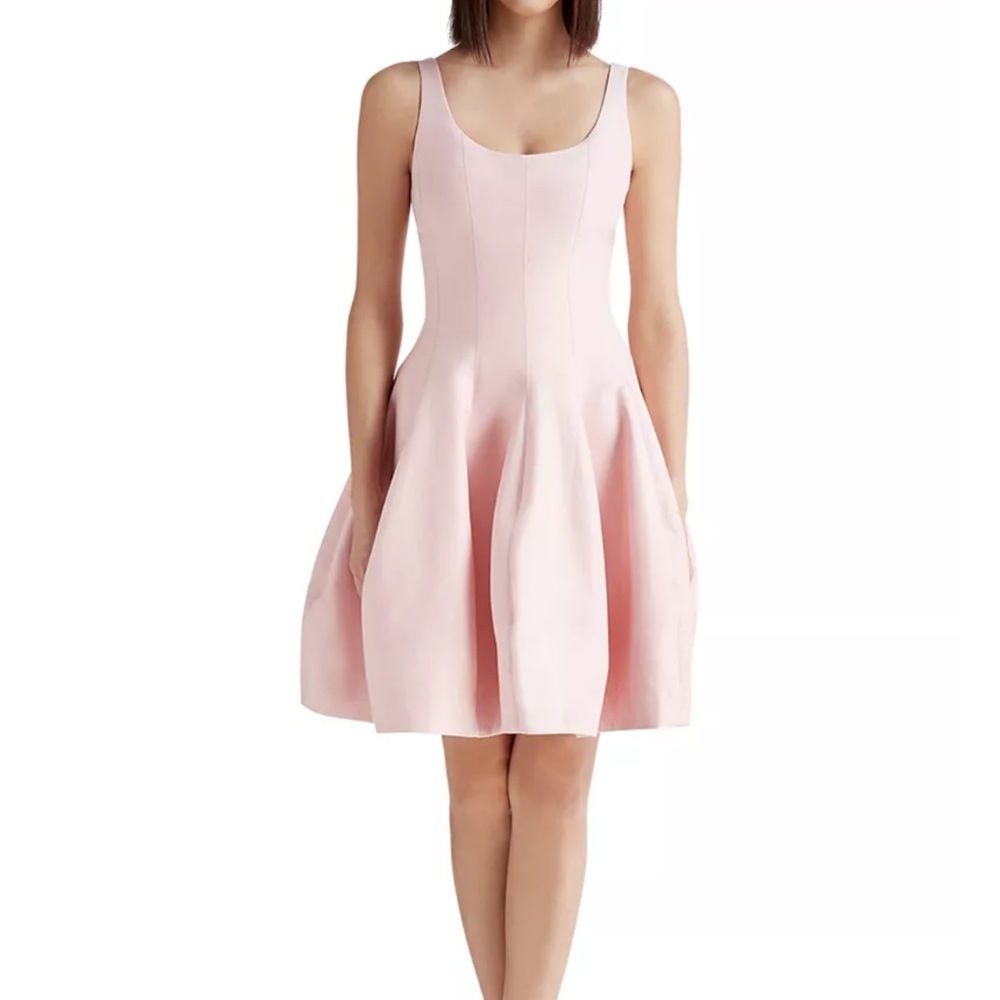 Halston Heritage Pale Pink Fit-and-Flare Mini Dress